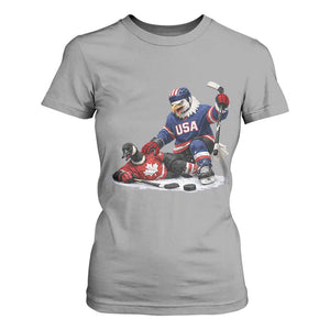 USA Eagle Vs Canada Loon Rivalry Graphic T Shirt For Women Funny Sports Fan Ice Hockey Game Day Supporter TS02 Sport Gray Print Your Wear