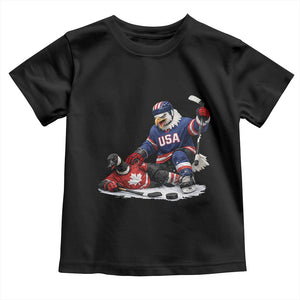 USA Eagle Vs Canada Loon Rivalry Graphic Toddler T Shirt Funny Sports Fan Ice Hockey Game Day Supporter TS02 Black Print Your Wear