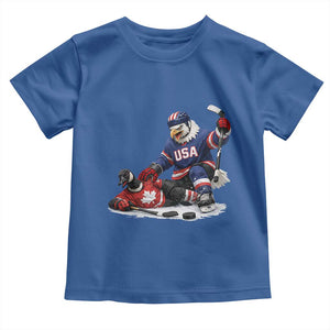 USA Eagle Vs Canada Loon Rivalry Graphic Toddler T Shirt Funny Sports Fan Ice Hockey Game Day Supporter TS02 Royal Blue Print Your Wear
