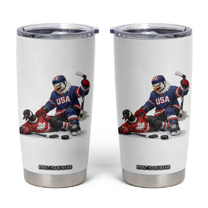 USA Eagle Vs Canada Loon Rivalry Graphic Tumbler Cup Funny Sports Fan Ice Hockey Game Day Supporter TS02 White Print Your Wear