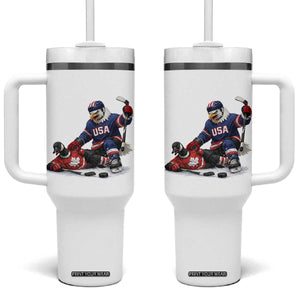 USA Eagle Vs Canada Loon Rivalry Graphic Tumbler With Handle Funny Sports Fan Ice Hockey Game Day Supporter TS02 One Size: 40 oz White Print Your Wear