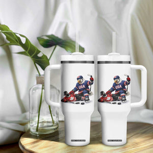 USA Eagle Vs Canada Loon Rivalry Graphic Tumbler With Handle Funny Sports Fan Ice Hockey Game Day Supporter TS02 Print Your Wear