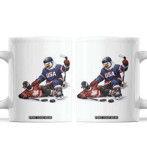 USA Eagle Vs Canada Loon Rivalry Graphic Coffee Mug Funny Sports Fan Ice Hockey Game Day Supporter TS02 White Print Your Wear