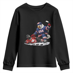 USA Eagle Vs Canada Loon Rivalry Graphic Youth Sweatshirt Funny Sports Fan Ice Hockey Game Day Supporter TS02 Black Print Your Wear