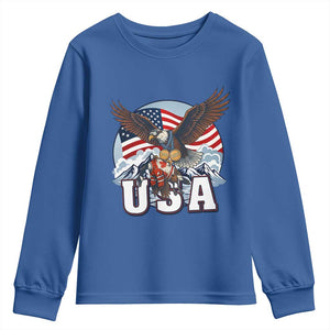 USA 1980 2026 American Eagle vs Canada Loon Youth Sweatshirt Vintage Champs Retro Game Day Hockey Sports Fan TS02 Royal Blue Print Your Wear