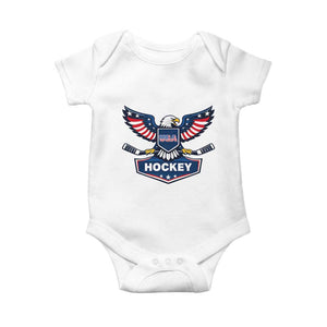 Screaming American Eagle Hockey Pride Graphic Baby Onesie Proud USA Ice Sticks Sports Fan TS02 White Print Your Wear