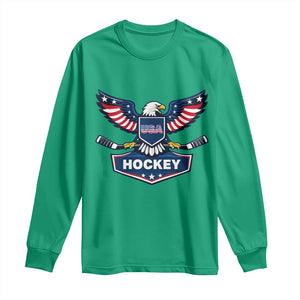 Screaming American Eagle Hockey Pride Graphic Long Sleeve Shirt Proud USA Ice Sticks Sports Fan TS02 Irish Green Print Your Wear