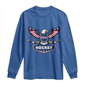 Screaming American Eagle Hockey Pride Graphic Long Sleeve Shirt Proud USA Ice Sticks Sports Fan TS02 Royal Blue Print Your Wear