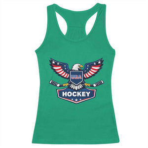Screaming American Eagle Hockey Pride Graphic Racerback Tank Top Proud USA Ice Sticks Sports Fan TS02 Irish Green Print Your Wear