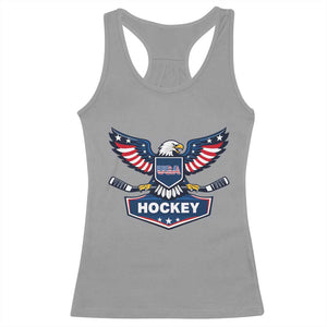 Screaming American Eagle Hockey Pride Graphic Racerback Tank Top Proud USA Ice Sticks Sports Fan TS02 Sport Gray Print Your Wear