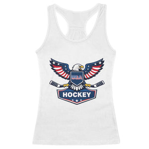 Screaming American Eagle Hockey Pride Graphic Racerback Tank Top Proud USA Ice Sticks Sports Fan TS02 White Print Your Wear