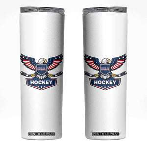 Screaming American Eagle Hockey Pride Graphic Skinny Tumbler Proud USA Ice Sticks Sports Fan TS02 White Print Your Wear
