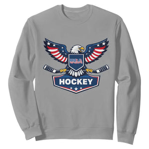 Screaming American Eagle Hockey Pride Graphic Sweatshirt Proud USA Ice Sticks Sports Fan TS02 Sport Gray Print Your Wear