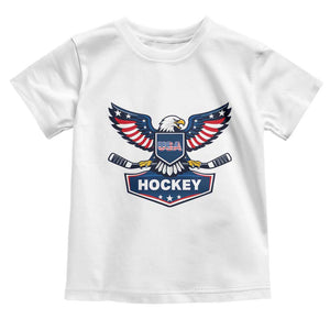 Screaming American Eagle Hockey Pride Graphic Toddler T Shirt Proud USA Ice Sticks Sports Fan TS02 White Print Your Wear
