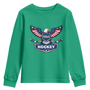 Screaming American Eagle Hockey Pride Graphic Youth Sweatshirt Proud USA Ice Sticks Sports Fan TS02 Irish Green Print Your Wear