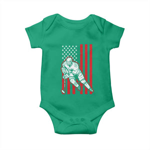 Patriotic American Flag Ice Hockey Player Baby Onesie Stars And Stripes Sports Graphic TS02 Irish Green Print Your Wear