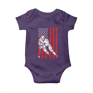 Patriotic American Flag Ice Hockey Player Baby Onesie Stars And Stripes Sports Graphic TS02 Purple Print Your Wear
