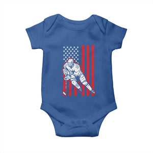 Patriotic American Flag Ice Hockey Player Baby Onesie Stars And Stripes Sports Graphic TS02 Royal Blue Print Your Wear