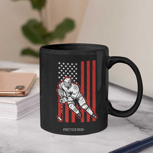 Patriotic American Flag Ice Hockey Player Coffee Mug Stars And Stripes Sports Graphic TS02 Print Your Wear