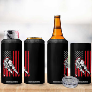 Patriotic American Flag Ice Hockey Player 4 in 1 Can Cooler Tumbler Stars And Stripes Sports Graphic TS02 Print Your Wear