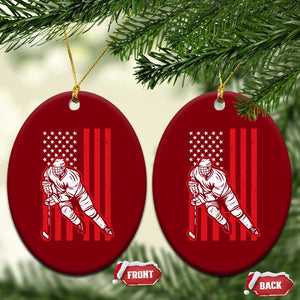 Patriotic American Flag Ice Hockey Player Ceramic Ornament Stars And Stripes Sports Graphic TS02 Print Your Wear
