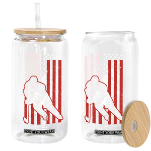 Patriotic American Flag Ice Hockey Player Glass Can Stars And Stripes Sports Graphic TS02 Print Your Wear