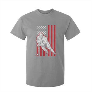 Patriotic American Flag Ice Hockey Player T Shirt For Kid Stars And Stripes Sports Graphic TS02 Sport Gray Print Your Wear