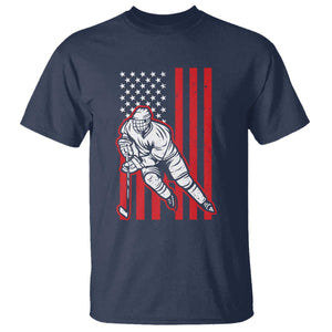Patriotic American Flag Ice Hockey Player T Shirt Stars And Stripes Sports Graphic TS02 Navy Print Your Wear