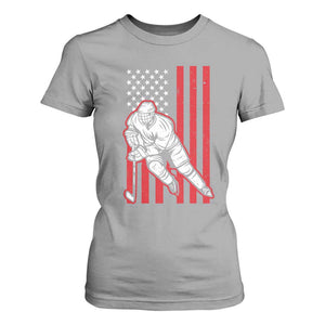 Patriotic American Flag Ice Hockey Player T Shirt For Women Stars And Stripes Sports Graphic TS02 Sport Gray Print Your Wear