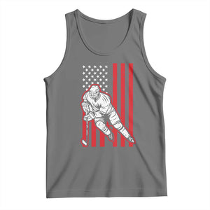 Patriotic American Flag Ice Hockey Player Tank Top Stars And Stripes Sports Graphic TS02 Black Heather Print Your Wear