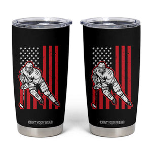 Patriotic American Flag Ice Hockey Player Tumbler Cup Stars And Stripes Sports Graphic TS02 Black Print Your Wear