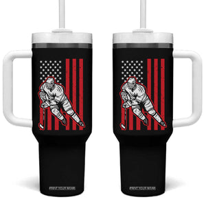 Patriotic American Flag Ice Hockey Player Tumbler With Handle Stars And Stripes Sports Graphic TS02 One Size: 40 oz Black Print Your Wear