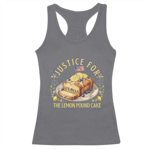 Justice for the Lemon Pound Cake Vintage Racerback Tank Top Funny Viral Meme Dessert Parody Rap Fans TS02 Charcoal Print Your Wear
