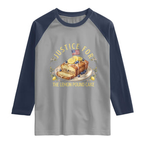 Justice for the Lemon Pound Cake Vintage Raglan Shirt Funny Viral Meme Dessert Parody Rap Fans TS02 Sport Gray Navy Print Your Wear