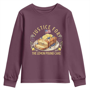 Justice for the Lemon Pound Cake Vintage Youth Sweatshirt Funny Viral Meme Dessert Parody Rap Fans TS02 Maroon Print Your Wear