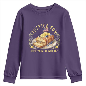 Justice for the Lemon Pound Cake Vintage Youth Sweatshirt Funny Viral Meme Dessert Parody Rap Fans TS02 Purple Print Your Wear