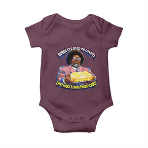 When Life Gives You Lemons Make Lemon Pound Cake Funny Meme Baby Onesie Viral Hip Hop Humor Parody for Rap Fans TS02 Maroon Print Your Wear