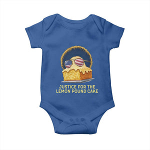 Justice for the Lemon Pound Cake Baby Onesie Viral Meme Dessert Parody Retro Hip Hop Vibe TS02 Royal Blue Print Your Wear