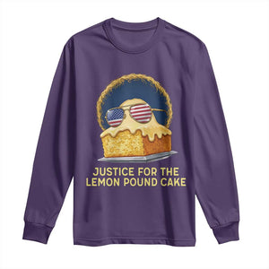 Justice for the Lemon Pound Cake Long Sleeve Shirt Viral Meme Dessert Parody Retro Hip Hop Vibe TS02 Purple Print Your Wear