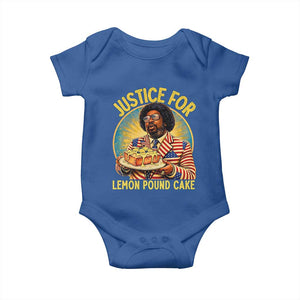 Justice for Lemon Pound Cake Patriotic Meme Baby Onesie Funny Viral Hip Hop Parody for Music Rap Fans TS02 Royal Blue Print Your Wear