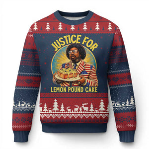 Justice for Lemon Pound Cake Patriotic Meme Ugly Christmas Sweater Funny Viral Hip Hop Parody for Music Rap Fans TS02 Navy Red Print Your Wear