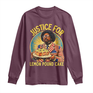 Justice for Lemon Pound Cake Patriotic Meme Long Sleeve Shirt Funny Viral Hip Hop Parody for Music Rap Fans TS02 Maroon Print Your Wear