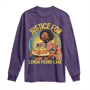 Justice for Lemon Pound Cake Patriotic Meme Long Sleeve Shirt Funny Viral Hip Hop Parody for Music Rap Fans TS02 Purple Print Your Wear