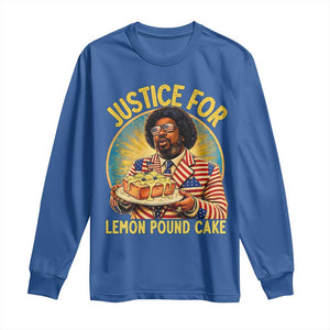 Justice for Lemon Pound Cake Patriotic Meme Long Sleeve Shirt Funny Viral Hip Hop Parody for Music Rap Fans TS02 Royal Blue Print Your Wear