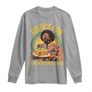 Justice for Lemon Pound Cake Patriotic Meme Long Sleeve Shirt Funny Viral Hip Hop Parody for Music Rap Fans TS02 Sport Gray Print Your Wear