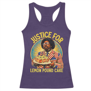 Justice for Lemon Pound Cake Patriotic Meme Racerback Tank Top Funny Viral Hip Hop Parody for Music Rap Fans TS02 Purple Print Your Wear
