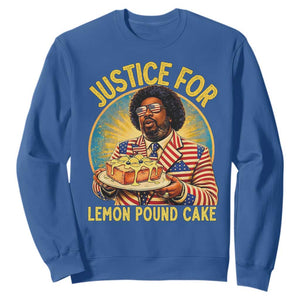 Justice for Lemon Pound Cake Patriotic Meme Sweatshirt Funny Viral Hip Hop Parody for Music Rap Fans TS02 Royal Blue Print Your Wear