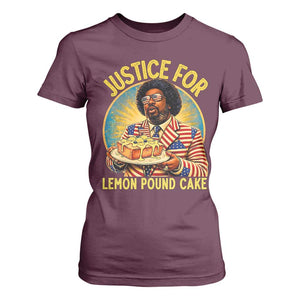 Justice for Lemon Pound Cake Patriotic Meme T Shirt For Women Funny Viral Hip Hop Parody for Music Rap Fans TS02 Maroon Print Your Wear