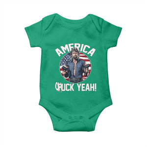 America Chuck Yeah Legendary Action Hero Baby Onesie Patriotic USA Flag Tribute 4th of July Freedom Humor TS02 Irish Green Print Your Wear