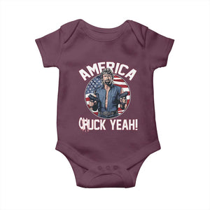 America Chuck Yeah Legendary Action Hero Baby Onesie Patriotic USA Flag Tribute 4th of July Freedom Humor TS02 Maroon Print Your Wear
